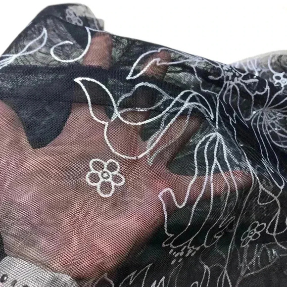 Wrap Scarf Sheer Floral Black & Silver - Picture 11 of 15